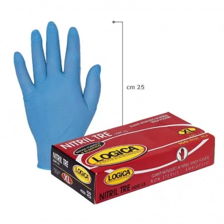 Guanti in nitrile monouso senza polvere conf. 100 pezzi