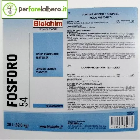 Phosphorus 54 Biolchim EC fertilizer phosphoric acid 20 L