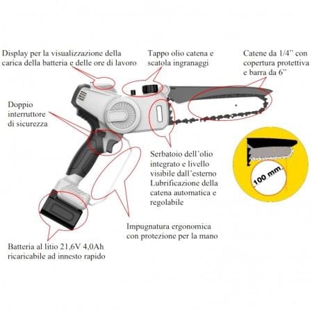 Motosega Potatore a catena a batteria Litio KVS6000 2