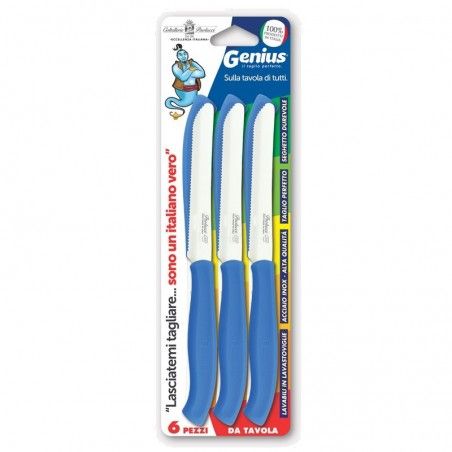 Set da 6 Coltelli da Tavola Blu acciaio inox cm 11