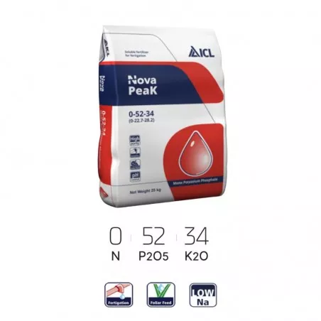 Nova Peak MKP ICL Fosfato Monopotassico concime PK 52-34 25 kg