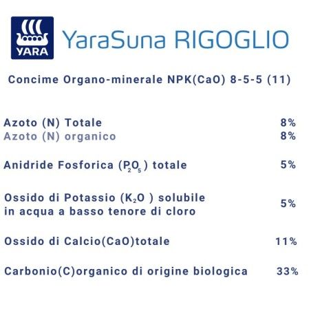 Yarasuna Rigoglio concime organo-minerale NPK 8.5.5+11... 2