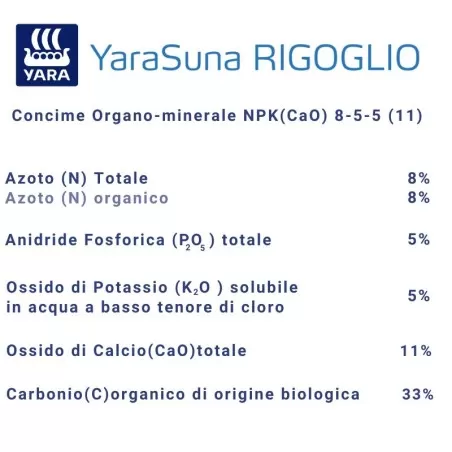 Yarasuna Rigoglio concime organo-minerale NPK 8.5.5+11... 2